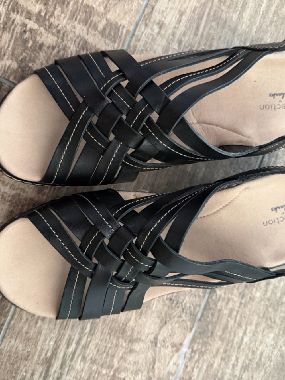 Womens Clark Sandals with Small Heel. Size 9.5